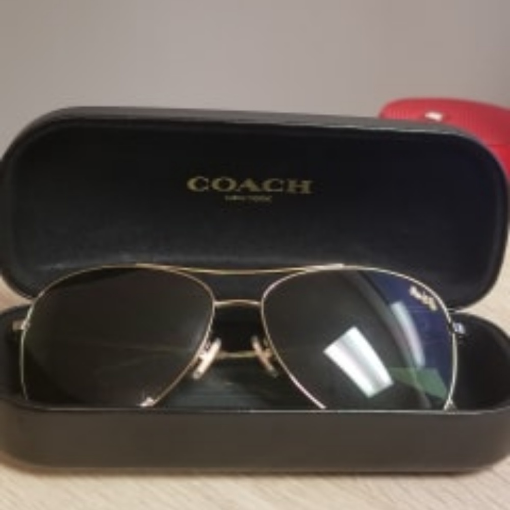 COACH Thin Metal Pilot Sunglasses - Picture 2 of 3